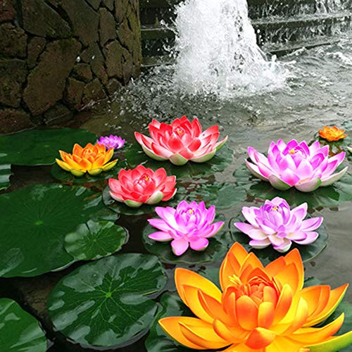 8 Piezas Lirio Agua Artificial Flotante Estanque, a Prueba de Agua Flor Loto para Los Amantes y Los Niños, Se Aplica a San Valentín día de la Boda Acuarios Decoración(8 Color)