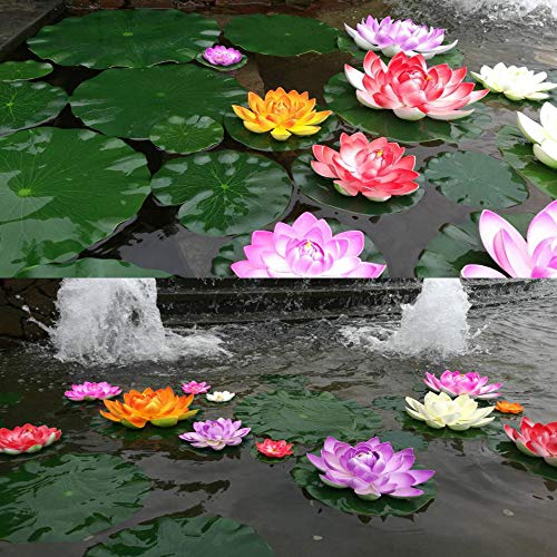 8 Piezas Lirio Agua Artificial Flotante Estanque, a Prueba de Agua Flor Loto para Los Amantes y Los Niños, Se Aplica a San Valentín día de la Boda Acuarios Decoración(8 Color)