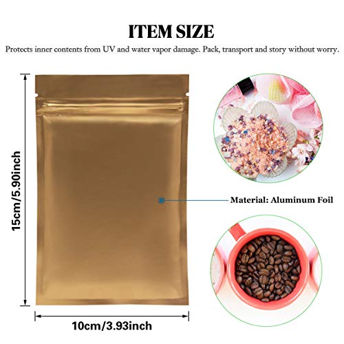 80 Piezas Mylar Bolsas con Cierre de Cremallera Bolsas de Papel de Aluminio,Bolsa Plana de Cierre Mylar de Papel Metálico,metálica Mylar Foil Plana de Bolsas de Almacenamiento de Alimentos ZipLock