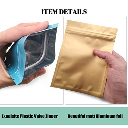 80 Piezas Mylar Bolsas con Cierre de Cremallera Bolsas de Papel de Aluminio,Bolsa Plana de Cierre Mylar de Papel Metálico,metálica Mylar Foil Plana de Bolsas de Almacenamiento de Alimentos ZipLock