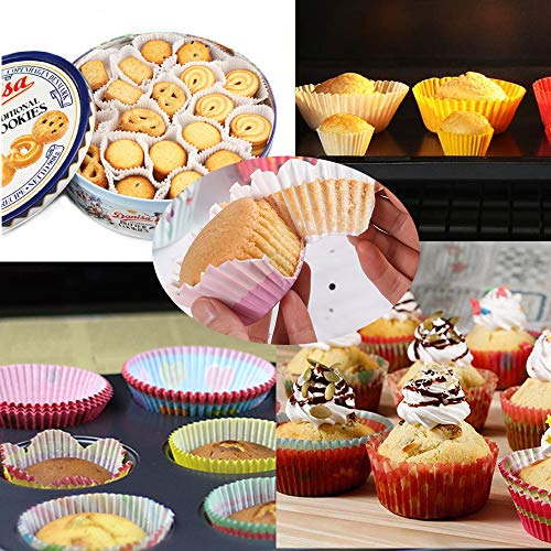 800PCS Papel para Magdalenas,Moldes Magdalenas,Molde de pastel de muffins,Moldes de Horneado,Moldes Magdalenas Horno-Pack de 100 Papel De La Torta/Rainbow Baking Torta de la Taza Liners Mold