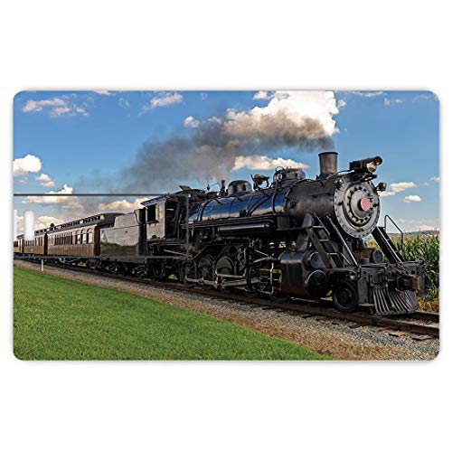 8GB Unidades Flash USB Flash Locomotora Negra Vintage de Motor de Vapor en Campo Imagen de Tren de hojaldre de Hierba Verde Forma de Tarjeta de crédito bancaria Clave Comercial U Disco de almacenamie