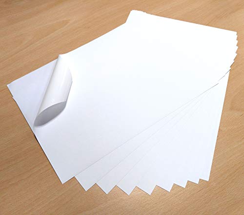 A4, 10 hojas color blanco impermeable vinilo PVC calidad fuerte adhesivo, diseño mate de inyección de tinta imprimible FBA