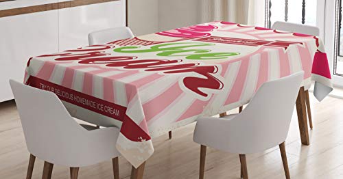 ABAKUHAUS Helado Mantele, Soft Fresa, Estampado con la Última Tecnología Lavable Colores Firmes, 140 x 170 cm, Crema Caliente Rosa Granate