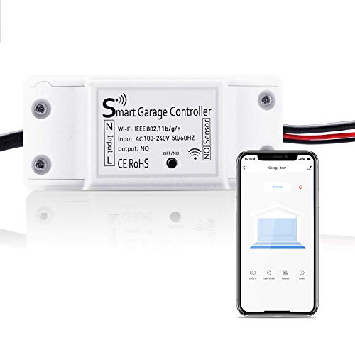 Abridor de Puerta Garaje Inteligente Wifi, Maxcio Garaje Interruptor WiFi Mando Remoto por APP, Registro de Historia Consulta de Estado en Tiempo Real (No Necesita Hub)