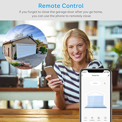 Abridor de Puerta Garaje Inteligente Wifi, Maxcio Garaje Interruptor WiFi Mando Remoto por APP, Registro de Historia Consulta de Estado en Tiempo Real (No Necesita Hub)