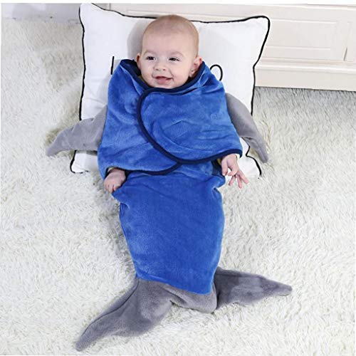 Abrigo Del Bebé Recién Nacido Manta Forma Franela Suave De Empañar Envoltura De Pescado Invierno Lecho Del Bebé Manta De Recepción Saco De Dormir Anti-kick Edredón Azul