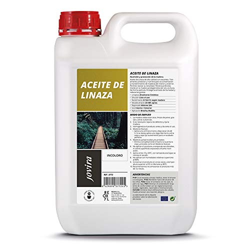 ACEITE DE LINAZA BARNIZ NATURA (100% PURO) Nutrición, protección y cuidado de la madera. (5 Litros)