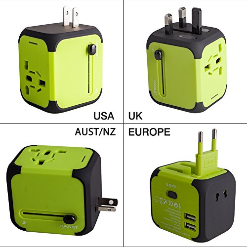 Adaptador Enchufe, Milool Cargador Enchufe USB, Adaptador de Viaje Universal con Dos Puertos USB Seguridad de Fusibles para Tableta PC,Smartphones Cámaras Digitales,Reproductores de MP3 para Navidad