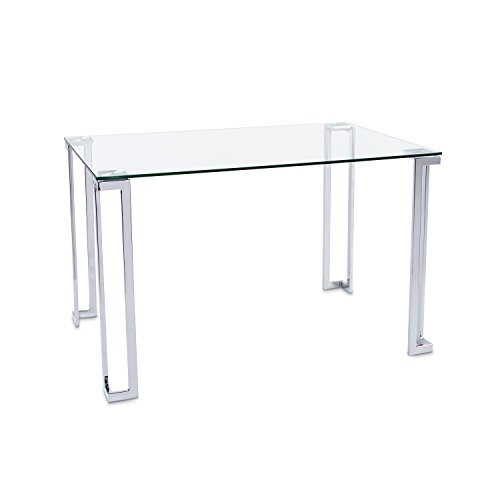 Adec - Dali, Mesa de Salon Rectangular, Mesa de Comedor o Cocina, Acabado en Cristal y Patas Cromadas, Medidas 120 cm (Largo) x 80 cm (Ancho) x 75 cm (Alto)