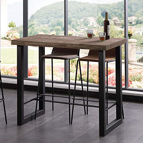 Adec - Loft, Mesa Alta de Cocina, Mesa de Bar, Barra, Mesa Contract, Color Roble Boreal y Negro Medidas: 120 cm (Ancho) x 70 cm (Fondo) x 100 cm (Alto)