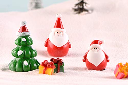 Adornos Jardín Miniatura Navidad, 13 Pcs Mini Figuras Jardín de Hadas Decoración Cute Monigote de Nieve Papá Noel Árbol de Navidad Miniatura Ornamento Accesorios Kit para Bonsái Casa de Muñecas Planta