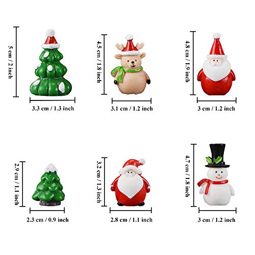 Adornos Jardín Miniatura Navidad, 13 Pcs Mini Figuras Jardín de Hadas Decoración Cute Monigote de Nieve Papá Noel Árbol de Navidad Miniatura Ornamento Accesorios Kit para Bonsái Casa de Muñecas Planta