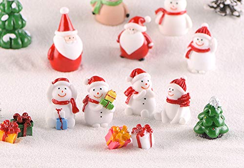 Adornos Jardín Miniatura Navidad, 13 Pcs Mini Figuras Jardín de Hadas Decoración Cute Monigote de Nieve Papá Noel Árbol de Navidad Miniatura Ornamento Accesorios Kit para Bonsái Casa de Muñecas Planta