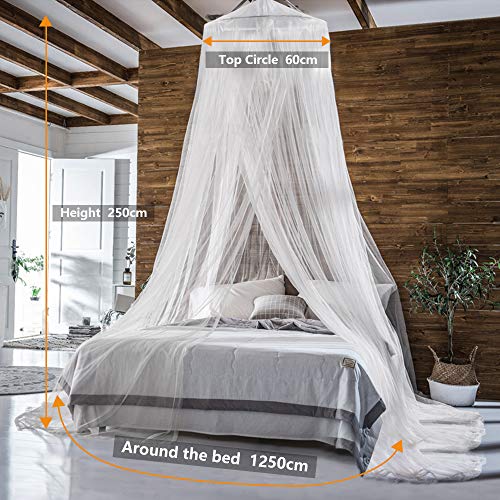 Aerb Mosquitera Cama, Mosquiteras Ligeras para Viaje, Cama de Matrimonio, Cama Individual, Cunas o Cama para Infantil contra Mosquitos y Insectos Instalacion Simple (Blanco)