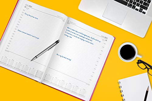 Agenda 2021 de 2 páginas por día con horario de citas – Planificador de escritorio / organizador de tapa dura pastel tapas rosa