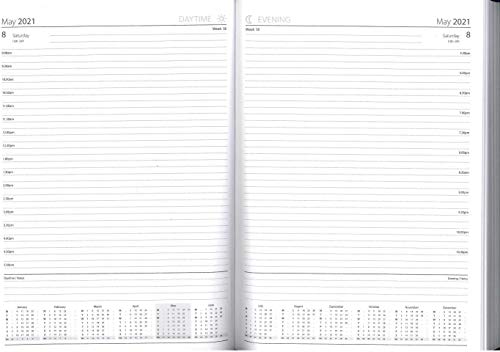 Agenda 2021 de 2 páginas por día con horario de citas – Planificador de escritorio / organizador de tapa dura pastel tapas rosa