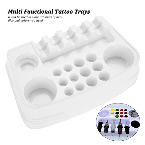 Aguja para tatuaje y soporte para portavasos de tinta, plástico desechable, cartucho de tatuaje, bandeja de color, porta agujas, soporte, bandejas, placa para tatuaje