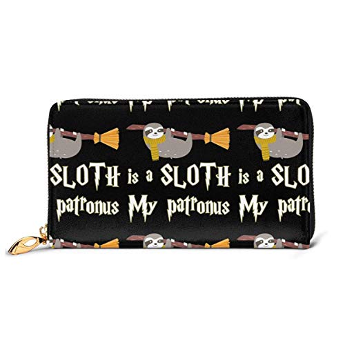 Ahdyr Mi Patronus es un Perezoso. Cartera de Cuero para Mujer, Bolso de Mano, Monedero Largo, Tarjetero