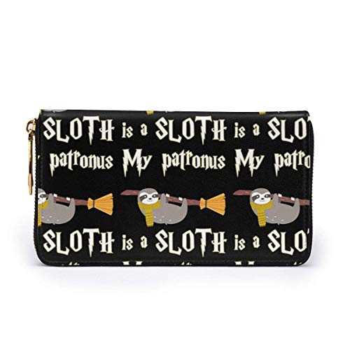 Ahdyr Mi Patronus es un Perezoso. Cartera de Cuero para Mujer, Bolso de Mano, Monedero Largo, Tarjetero