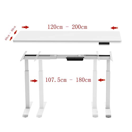 AIMEZO Escritorio Ajustable Escritorio del Hogar Altura Ajustable Escritorio Marco Doble Motor 2 Sección Piernas Telescópicas de Acero (Blanco)