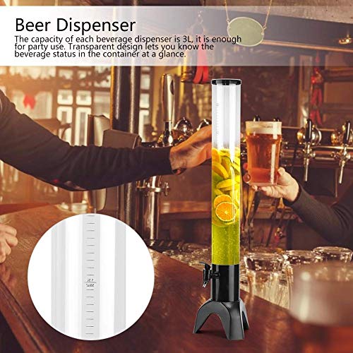 AIOXY - Dispensador de Cerveza de Torre de Cerveza (3 L, con Tubo de Hielo extraíble y Grifo Integrado), para Bar, Restaurante, KTV, Restaurante de Barbacoa