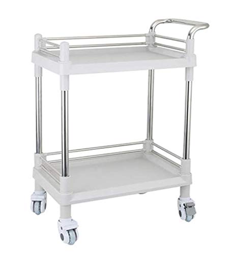 AIYE Carro médico de Acero Inoxidable para Laboratorio de 2 Niveles, salón de Belleza para peluquería Carro rodante, salón de Belleza, clínica, Hospital, Laboratorio