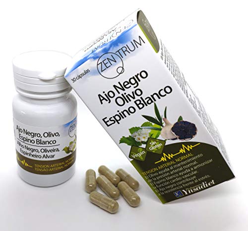 Ajo Negro en Cápsulas |Aumenta Tús Defensas | Ajo Negro – Olivo –Espino Blanco | Ayuda a Mantener la Tensión Arterial |Sin Para Veganos | 30 Cápsulas | Zentrum 90