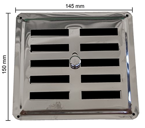 Ajuste aire Vent de acero inoxidable AISI 304 (150 mm x 145 mm), rejilla de ventilación Rejilla Salida De Aire Rejilla de acero inoxidable no magnético), Regular, Convección/entrada, regulado Louvre