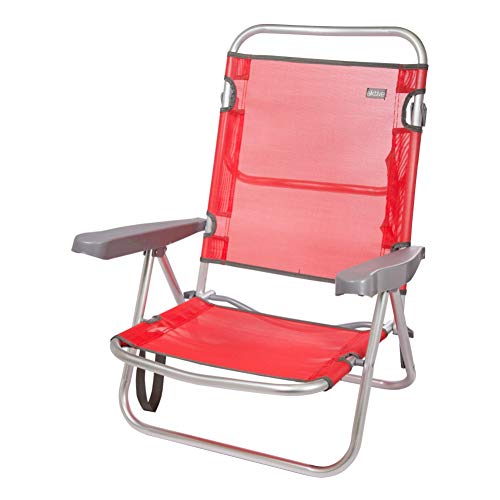 Aktive 53970 - Silla plegable multiposición aluminio 61 x 43 x 82 cm - rojo