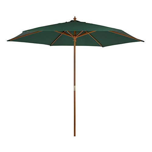 AKTIVE Garden 53865 Parasol hexagonal, diámetro 300 cm, verde mástil madera