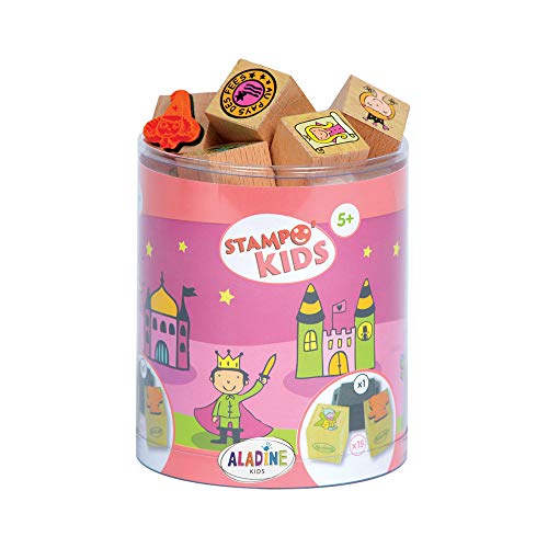 Aladine 3315 Stampo Kids - Lote de Sellos de Madera y tampón para Decorar (15 Sellos), diseño del país de Las Hadas