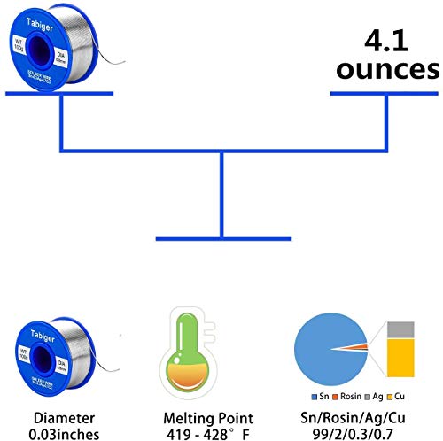 Alambre de soldadura sin plomo,0.8mm Hilo de estaño para soldar Con núcleo de colofonia cable(100g 97Sn 2Colofonia 0,3Ag 0,7Cu)