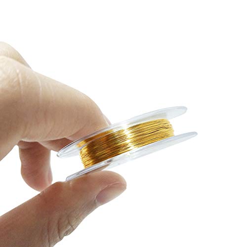 Alambres de cobre para hacer joyería, 10 rollos de alambre de joyería de color de 0.3 mm y 0.5 mm para artesanía artística de bricolaje (10 metros por rollo)