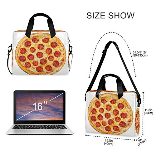 ALARGE - Funda para ordenador portátil (15 – 16 pulgadas, diseño de pizza, con asa de correa para mujeres, hombres