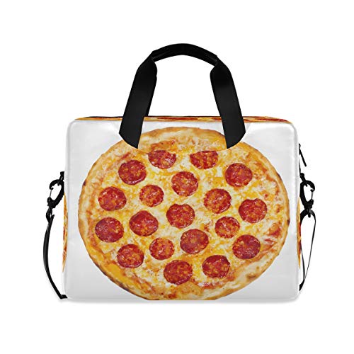 ALARGE - Funda para ordenador portátil (15 – 16 pulgadas, diseño de pizza, con asa de correa para mujeres, hombres