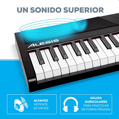 Alesis Recital - Teclado de Piano Digital con 88 Teclas Semi-contrapesadas de Tamaño Completo, Fuente de Alimentación, Altavoces Incorporados y 5 voces de Primera Calidad