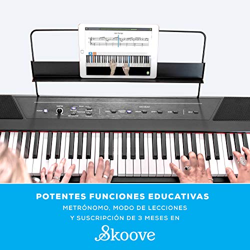 Alesis Recital - Teclado de Piano Digital con 88 Teclas Semi-contrapesadas de Tamaño Completo, Fuente de Alimentación, Altavoces Incorporados y 5 voces de Primera Calidad