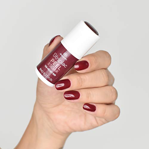 Alessandro Striplac Peel or Soak Velvet Red – Esmalte de uñas LED en rojo oscuro aterciopelado – Para uñas perfectas en 15 minutos – 1 x 8 ml