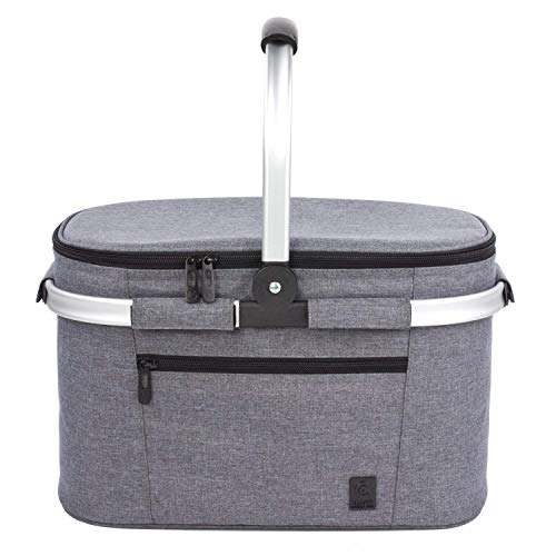 ALLCAMP Bolsa Refrigeradora Aislada Grande de 22L Cesta Picnic Familia aislada Cesta de Picnic,Bolsa térmica Grande Negro