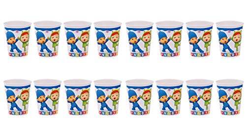 ALMACENESADAN 0522; Pack 16 Vasos Fiesta Pocoyo y Nina; Ideal para Fiestas y cumpleaños; Capacidad 220 ml; Producto de cartón.