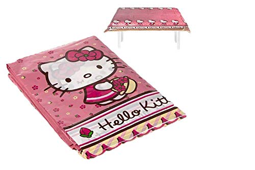 ALMACENESADAN 1119, Pack Mantel y servilletas Hello Kitty, Compuesto por Mantel Fiesta de plástico 120x180 cm y Pack de 20 servilletas de Papel