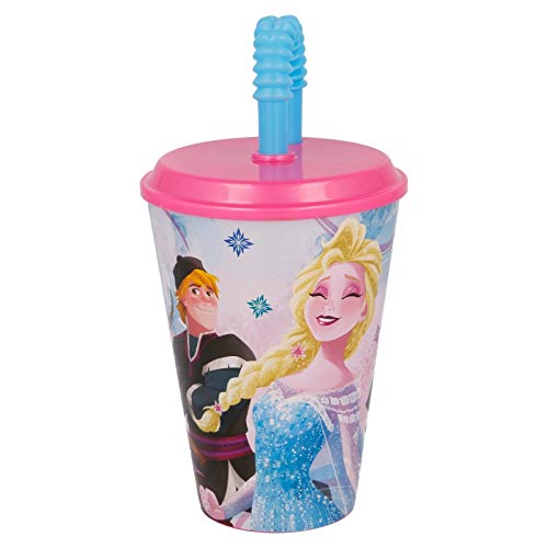 ALMACENESADAN 2523; Vaso con caña Easy Disney Frozen Floral, Capacidad 430 ml; Producto de plástico; NO BPA