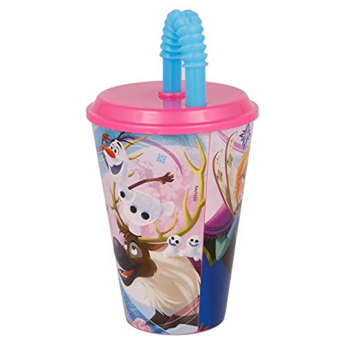 ALMACENESADAN 2523; Vaso con caña Easy Disney Frozen Floral, Capacidad 430 ml; Producto de plástico; NO BPA