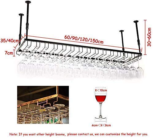 Amantes del vino Muebles de bar& Vino de techo retro soporte for botella de metal for copas Bastidores colgantes montado en estante del vino vino del cubilete estante 60/90/120 / 150cm bar Mobiliario