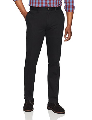 Amazon Essentials Slim-Fit Wrinkle-Resistant Flat-Front Chino Pant pants, Negro, 36W x 30L