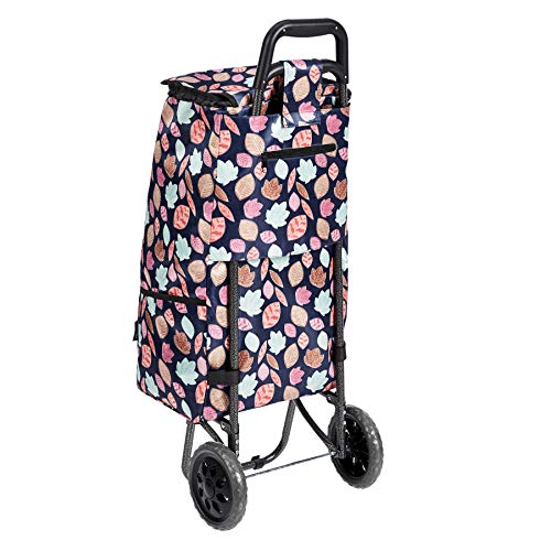 AmazonBasics - Carrito de la compra con 2 ruedas, 40 litros, color azul vaquero