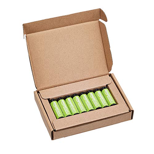 AmazonBasics - Juego de 8 pilas recargables AA Ni-MH (precargadas, 1000 ciclos, 2000 mAh/mínimo 1900 mAh) - La cubierta exterior puede variar