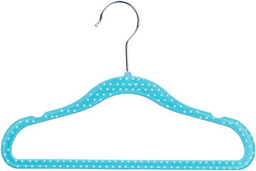 AmazonBasics - Perchas infantiles de terciopelo - Paquete de 50, Azul (lunares)