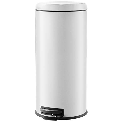 AmazonBasics round pedal trash bin, Stainless Steel, 30L